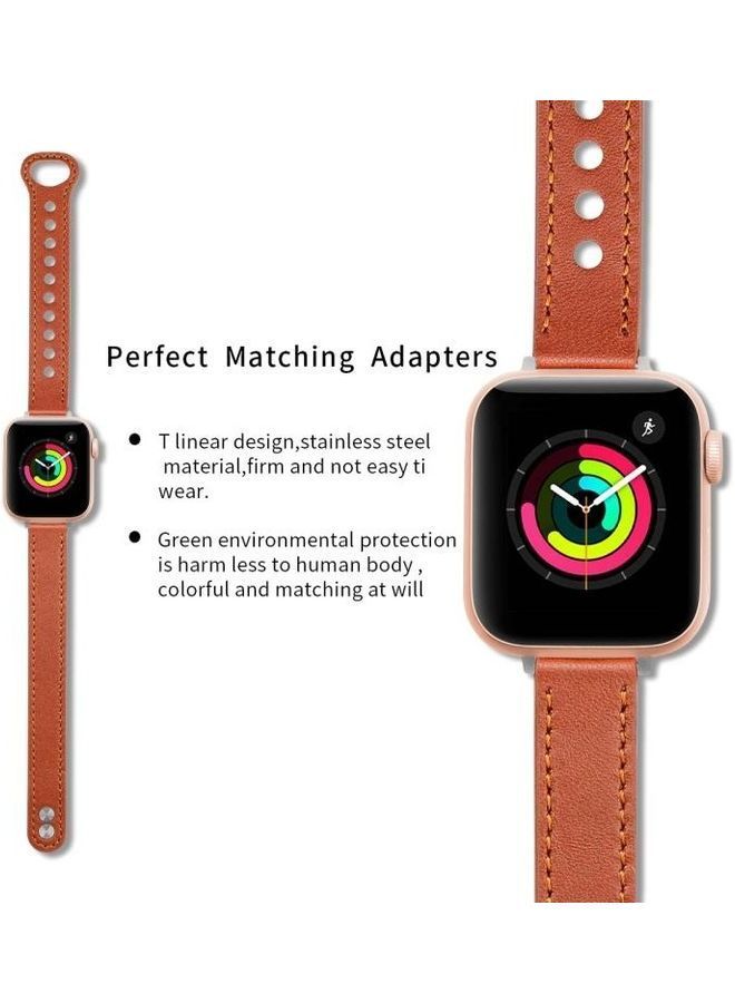 NIBEMINENT Double Stud For Apple Watch Series 7 45mm/6 & SE 5 4 44mm/3 2 1 42mm Dark Brown - Image 4