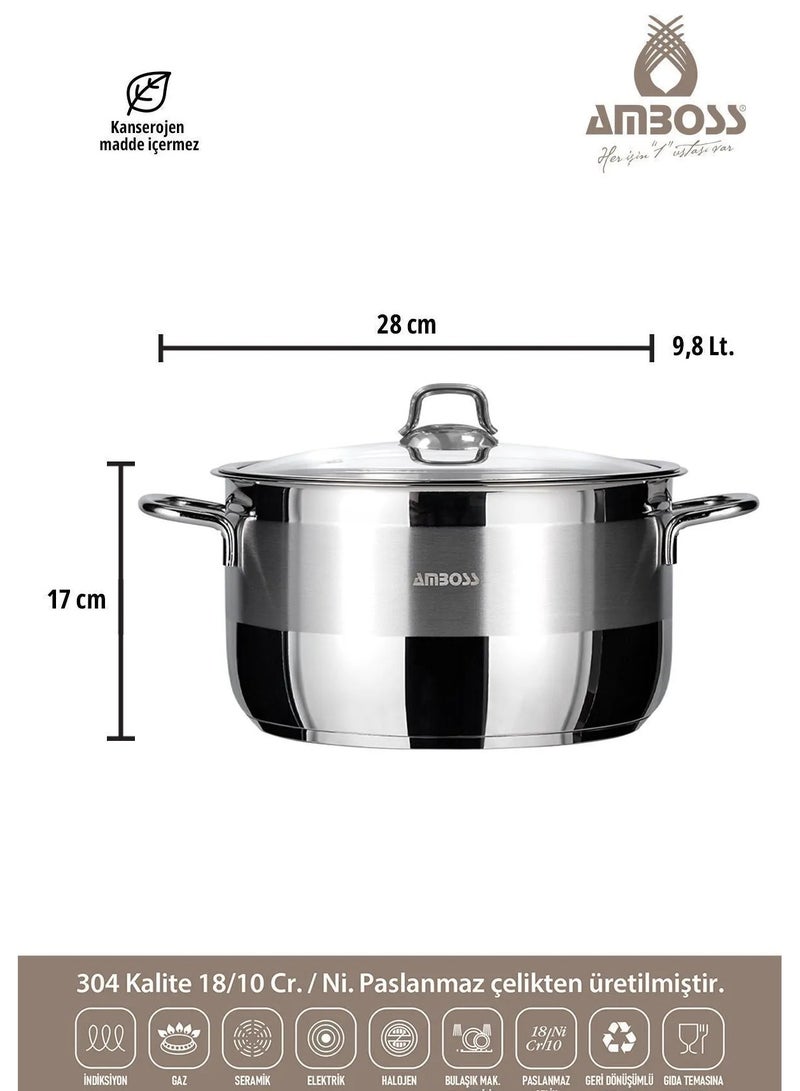 AMBOSS Stainless steel sapphire deep bowl - with glass lid made in Turkey - Image 3