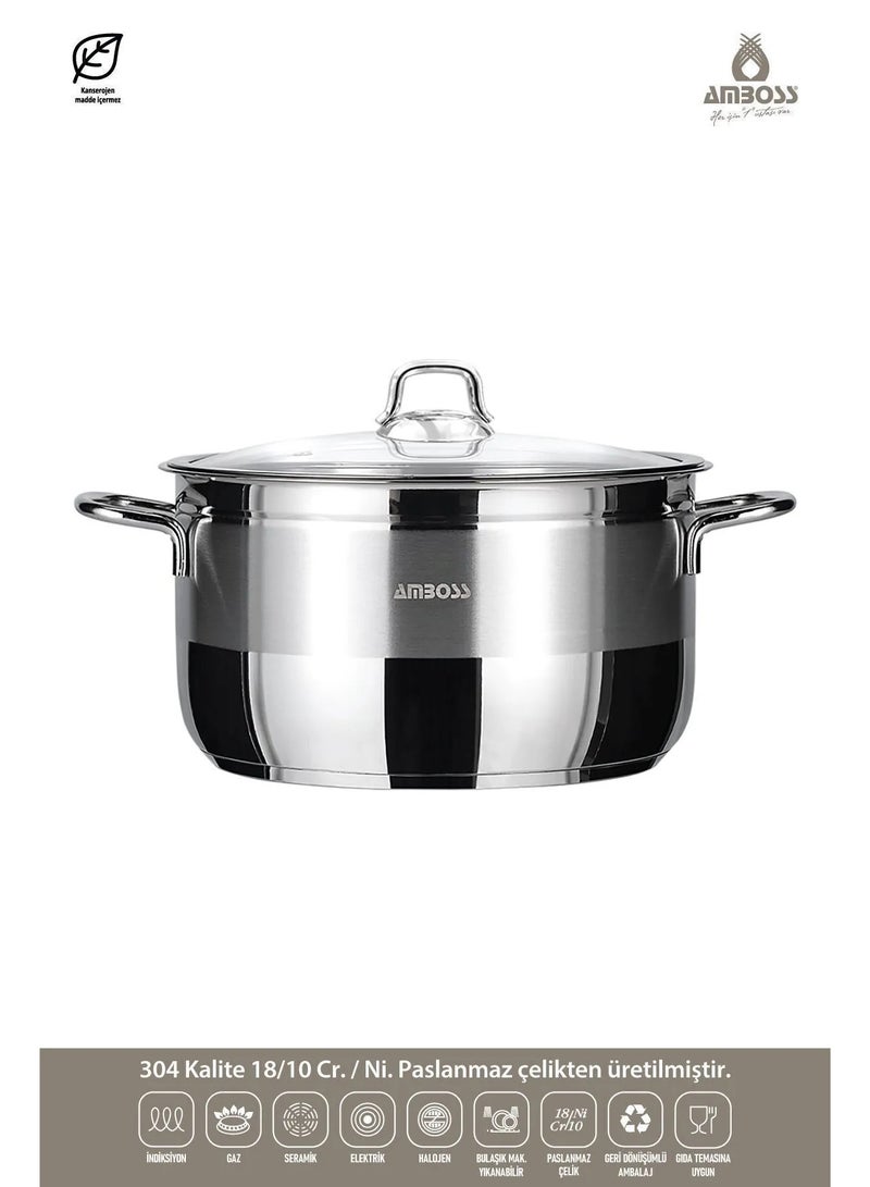 AMBOSS Stainless steel sapphire deep bowl - with glass lid made in Turkey - Image 1