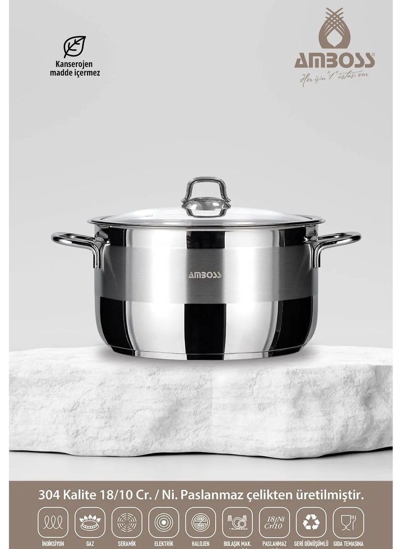 AMBOSS Stainless steel sapphire deep bowl - with glass lid made in Turkey - Image 2