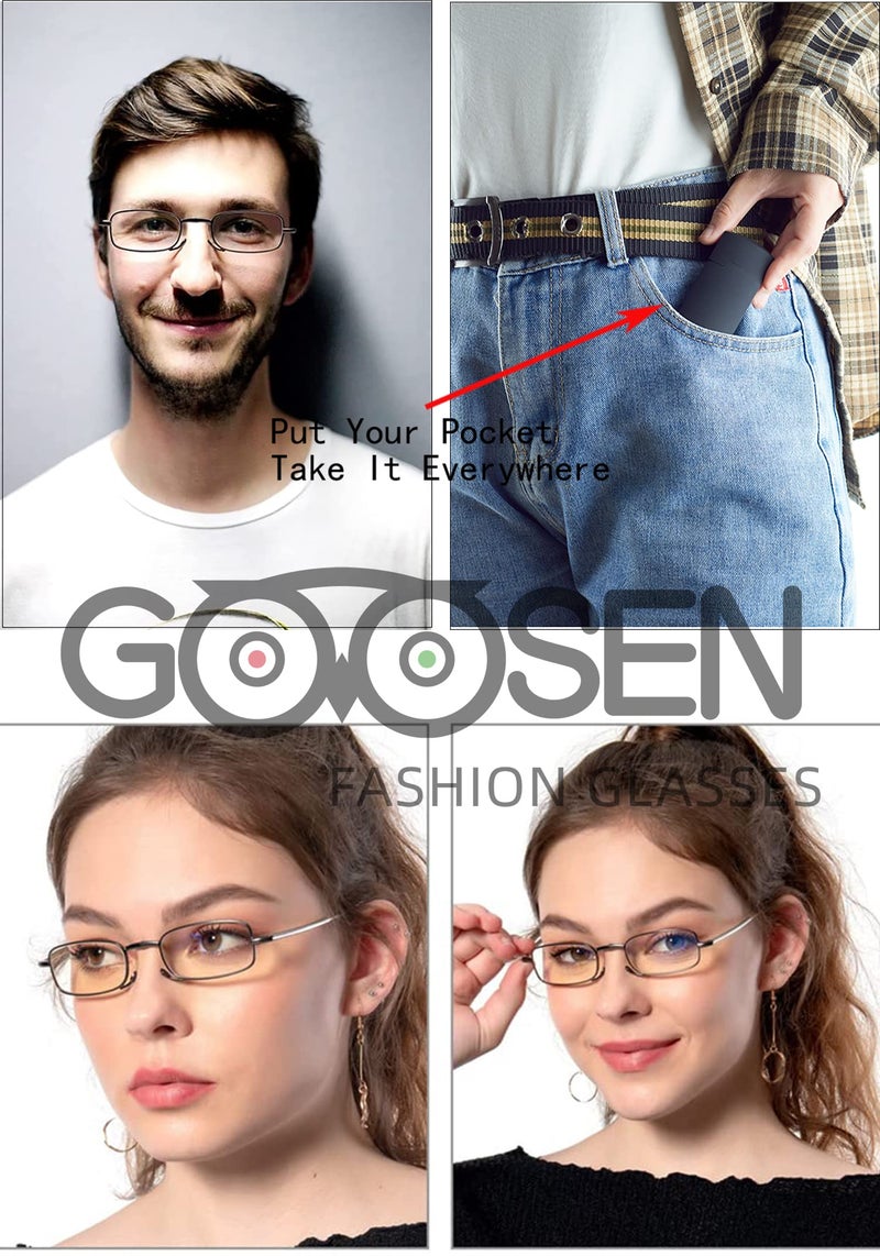 GOOSEN 3-Pack Reading Glasses Men Women, Pocket Wallet Purse Compact Hard Cases Folding Readers, Blue light Glasses Spring Hinge 2.5 x - Image 3