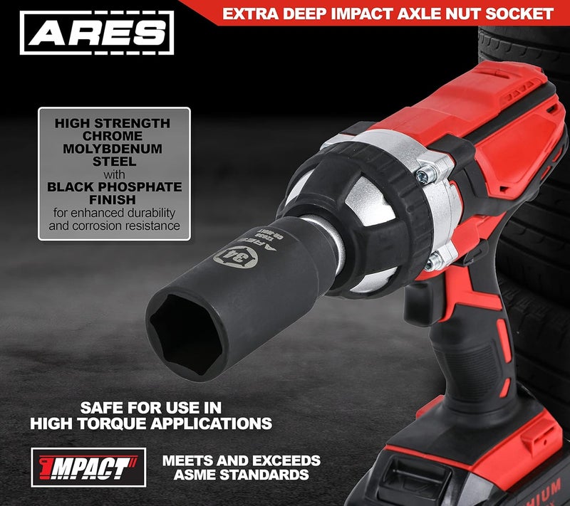 ARES 12038-34MM Axle Nut Socket - 6 Point Socket - Extra Deep 1/2-Inch Drive Impact Socket for Easy Removal of Axle Shaft Nuts - Image 3