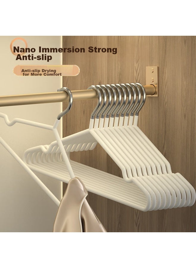 Mengting Plastic-coated Non-slip Coat Hangers For Student Dormitory, Adult Clothes Hangers, 10 Pack, White - Image 1