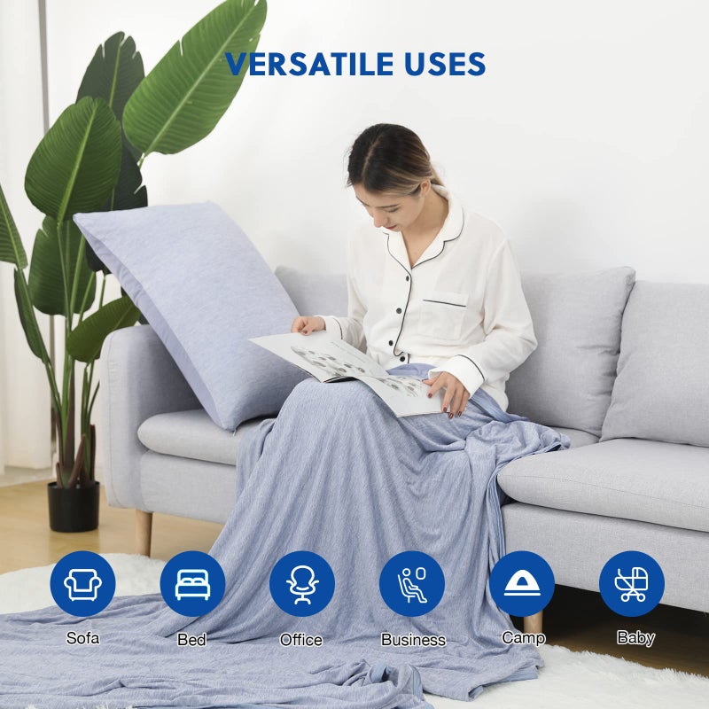 HOMFINE Cooling Blankets for Hot Sleepers - Summer Blanket Thin Lightweight Breathable Soft Double Side Enhanced Cooling for Bed Couch Sofa, Keep Cool for Night Sweats (Blue, 50 x 70 inches) - Image 4