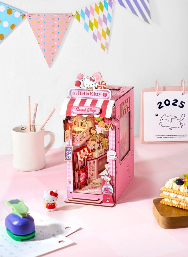 Hands Craft Hello Kitty Sweet Shop Book Nook Kit - Official Sanrio DIY Miniature Shelf Insert with Touch LED - 149-Piece 3D Puzzle for Adults & Teens - Kawaii Decor, Collectible Diorama Craft Kit - Image 5