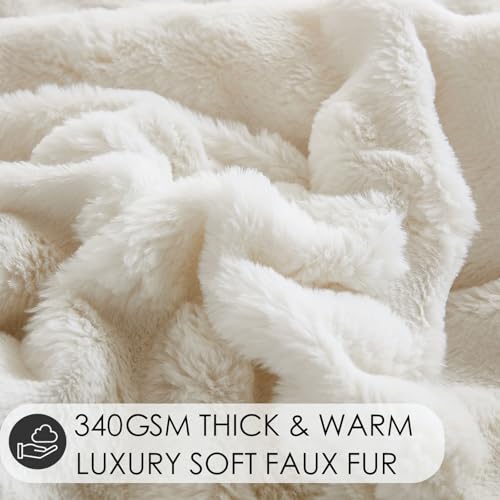 Bedbay White Faux Fur Comforter Set King Size Plush Fluffy Comforter Winter Bedding Set 3 Pcs Soft Cozy Warm Winter Quilts King Size Smoofy Velvet Bubble Rabbit Fur Fuzzy Comforter Luxury Bedding Set - Image 5