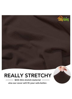 Easy-Going Easy-Going Fleece Stretch Sofa Slipcover Spandex Non-Slip Soft Couch Sofa Cover, Washable Furniture Protector with Anti-Skid Foam and Elastic Bottom for Kids, Pets(Sofa, Chocolate)  - Image 5