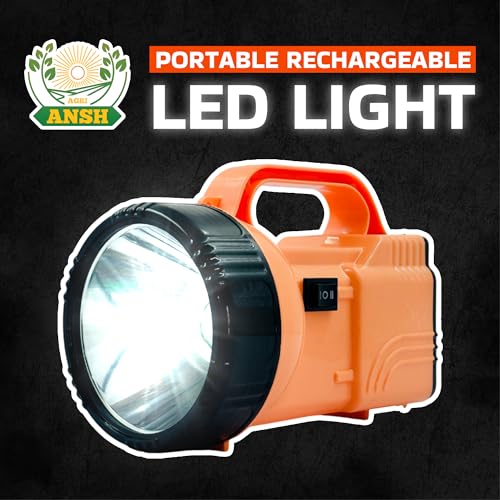 AGRIANSH Rechargeable Kisan Torch – 5W Waterproof LED Light with 4000mAh Battery | Long Distance Beam Torch for Farmers, Field Use & Rural Areas - Image 2