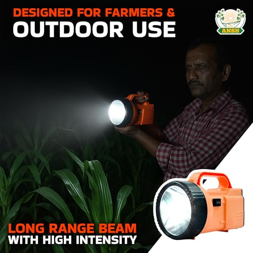AGRIANSH Rechargeable Kisan Torch – 5W Waterproof LED Light with 4000mAh Battery | Long Distance Beam Torch for Farmers, Field Use & Rural Areas - Image 5