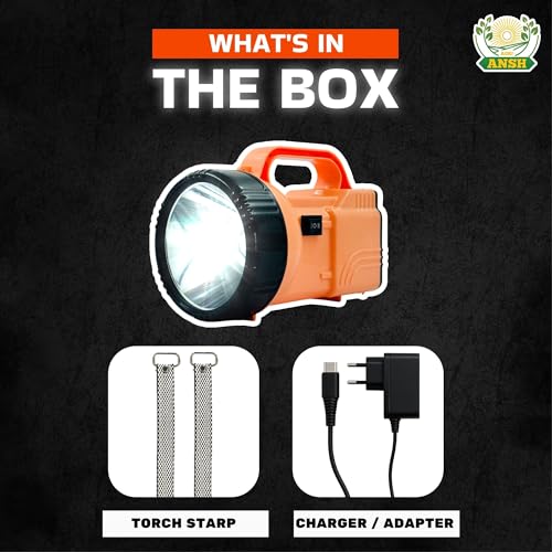 AGRIANSH Rechargeable Kisan Torch – 5W Waterproof LED Light with 4000mAh Battery | Long Distance Beam Torch for Farmers, Field Use & Rural Areas - Image 3