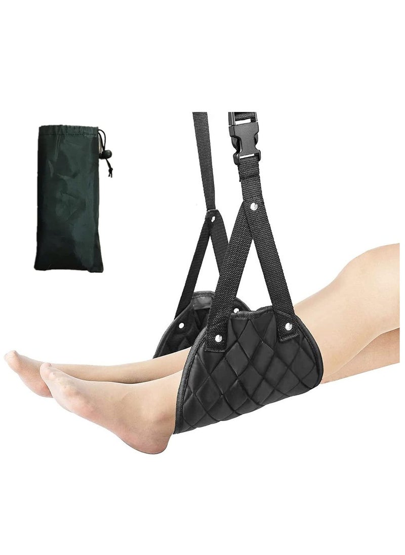 Excefore Airplane Foot Hammock, Perfect or Office Rest to Relax Your Feet, Portable Travel Footrest Flight Carry Accessories Desk Comfy Hanger Airplane, Black  - Image 1