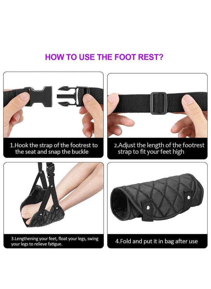 Excefore Airplane Foot Hammock, Perfect or Office Rest to Relax Your Feet, Portable Travel Footrest Flight Carry Accessories Desk Comfy Hanger Airplane, Black  - Image 3