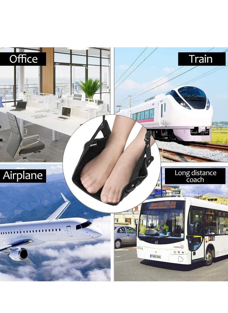 Excefore Airplane Foot Hammock, Perfect or Office Rest to Relax Your Feet, Portable Travel Footrest Flight Carry Accessories Desk Comfy Hanger Airplane, Black  - Image 2