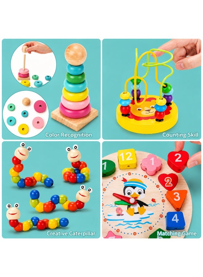 كولا بير ألعاب مونتيسوري للفتيان البالغين من العمر 3 سنوات ، ألعاب خشبية للأطفال 6PCS ، ألعاب الصبي الطفل 3-6 سنوات ، لعبة التعلم التعليمي قبل المدرسية للأطفال في الأعمار 3 4 5 6 + ، هدايا عيد الميلاد - Image 4