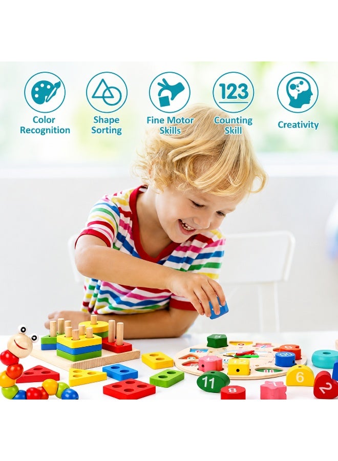كولا بير ألعاب مونتيسوري للفتيان البالغين من العمر 3 سنوات ، ألعاب خشبية للأطفال 6PCS ، ألعاب الصبي الطفل 3-6 سنوات ، لعبة التعلم التعليمي قبل المدرسية للأطفال في الأعمار 3 4 5 6 + ، هدايا عيد الميلاد - Image 2