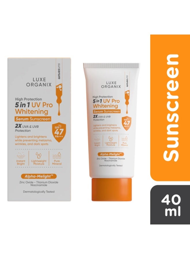 LUXE ORGANIX High Protection 5in1 UV Pro Whitening Serum Sunscreen SPF 50 PA+++, 40 g