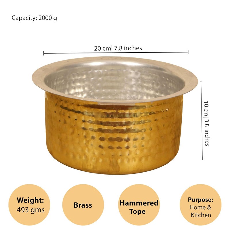 Putrika Brass Utensil Hammered Vadi Chatti with TIN CoatingTopeKitchenWarecookwareBrass PathiramPatilasTapeliPeetalSarva SattiBhagoni SetHammered Vadi Chatti Size 4 - Image 5