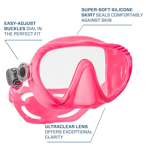SCUBAPRO Ghost Scuba Dive Mask, Low-Volume Frameless Design w/Ultra Clear Single Lens, Silicone Skirt and Easy-Adjust Strap Buckles, Pink - Image 4