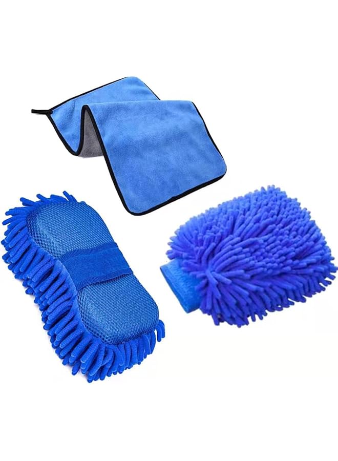 KASTWAVE Car Wash Cleaning Supplies 3-Piece Set Premium Chenille Microfiber Washing Sponge-Washing Gloves-Washing Towel-No Lint Scratches-Super Soft Cleaning Gloves With Handbag Gloves - Image 1