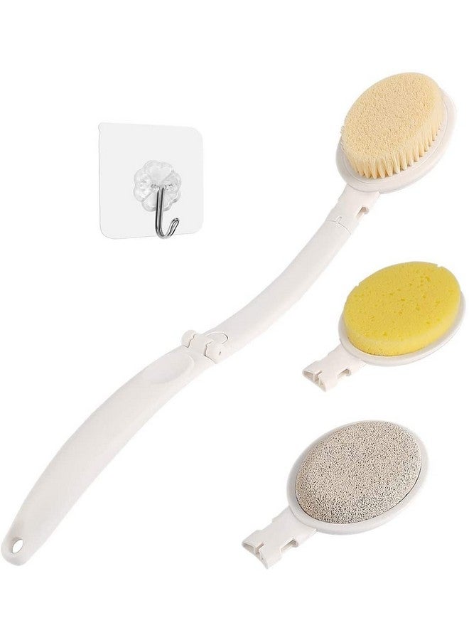 LFJ 3 In 1 Back Bath Brush Set For Shower 19" Long Handle Body Brush Bath Sponge And Pumice Gentle Exfoliation And Improved Skin Health Suitable For Men And Women - Image 2