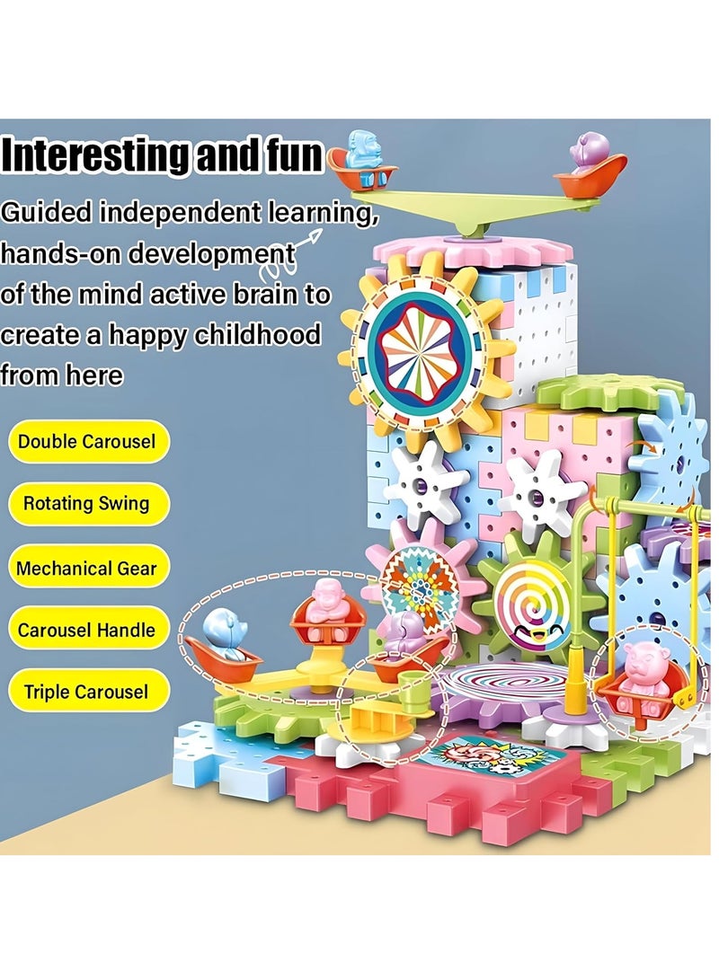 دي آي واي إيليكتريك لعبة مكعبات بناء كهربائية للأولاد والبنات من عمر 3 و4 و5 و6 سنوات فما فوق، ألعاب مكعبات بلاستيكية اصنعها بنفسك، مكعبات تعليمية ممتعة، مكعبات تعليمية متشابكة، 83 قطعة - Image 3