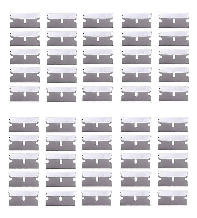 Wroughton 50 pcs Carbon Steel Razor Blades for Safety Titan Scraper, Single Edged Steel Scraper Blades Remove Decals/Stickers/Adhesive Label/Clean Glass - Image 1
