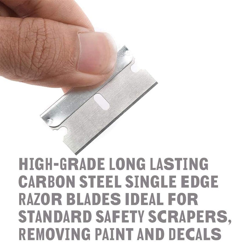 Wroughton 50 pcs Carbon Steel Razor Blades for Safety Titan Scraper, Single Edged Steel Scraper Blades Remove Decals/Stickers/Adhesive Label/Clean Glass - Image 3