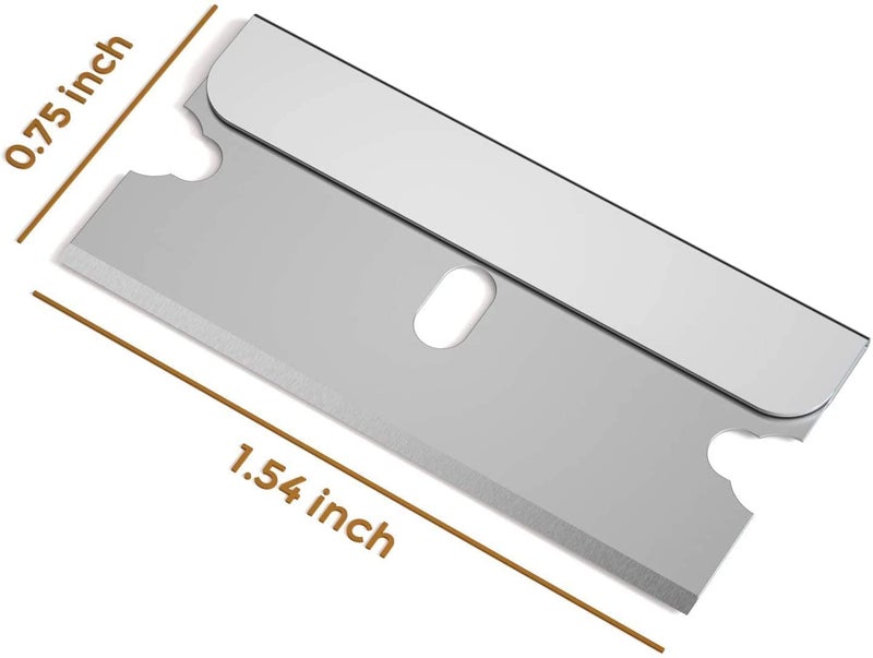 Wroughton 50 pcs Carbon Steel Razor Blades for Safety Titan Scraper, Single Edged Steel Scraper Blades Remove Decals/Stickers/Adhesive Label/Clean Glass - Image 2