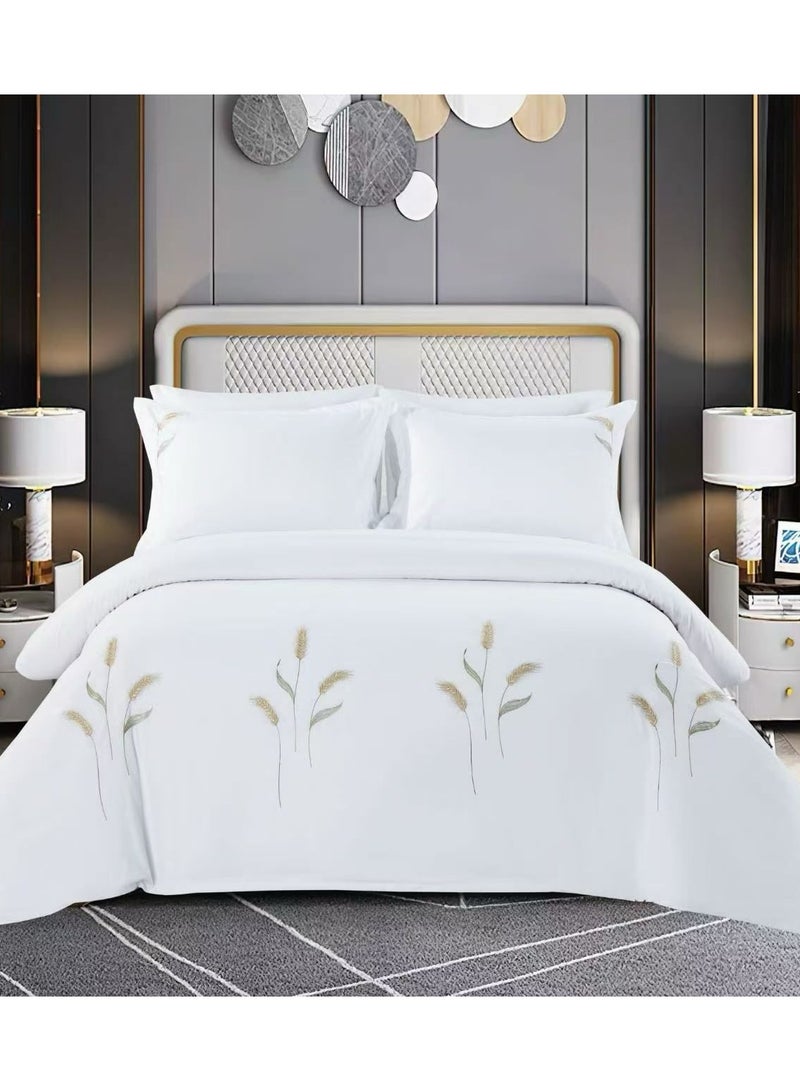 DUOMA HOME   220*240cm duvet cover with minimalist embroidery, 6-pieces pure cotton sheet set with pillow cases, new model