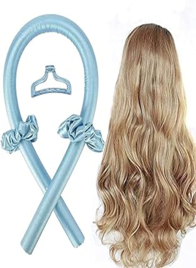 Generic Zeayebsr Heatless Curling Rod Headband, No Heat Silk Curls Headband Sleep Overnight Soft Headband Wave Formers Hair Loose DIY Hair Styling Tools for Long Medium Hair (Blue)