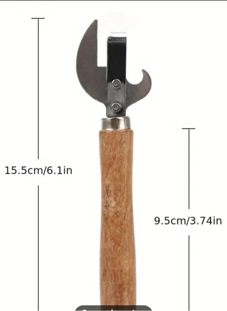 Versatile Wooden Handle Can Opener, Multi Purpose Manual Opener for Tin Cans and Corkscrews Portable Lid Remover Utensil Gadget for Your Kitchen - Image 2