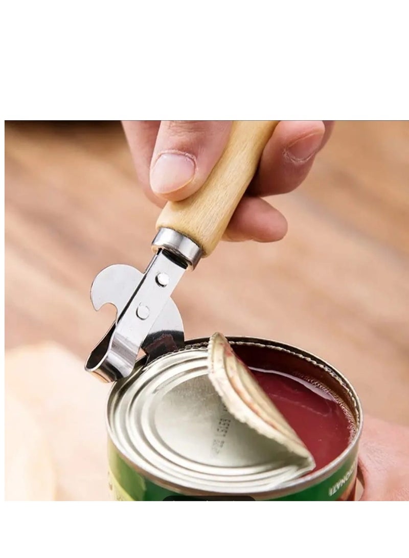 Versatile Wooden Handle Can Opener, Multi Purpose Manual Opener for Tin Cans and Corkscrews Portable Lid Remover Utensil Gadget for Your Kitchen - Image 4
