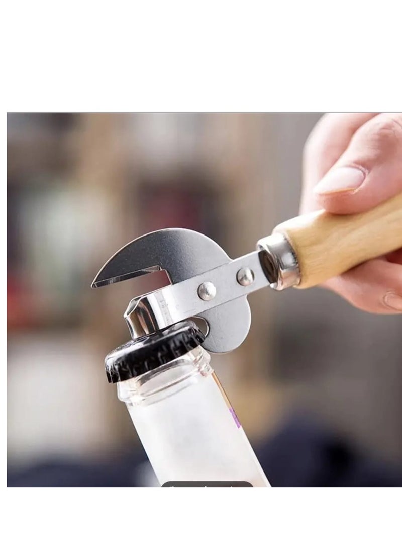 Versatile Wooden Handle Can Opener, Multi Purpose Manual Opener for Tin Cans and Corkscrews Portable Lid Remover Utensil Gadget for Your Kitchen - Image 5