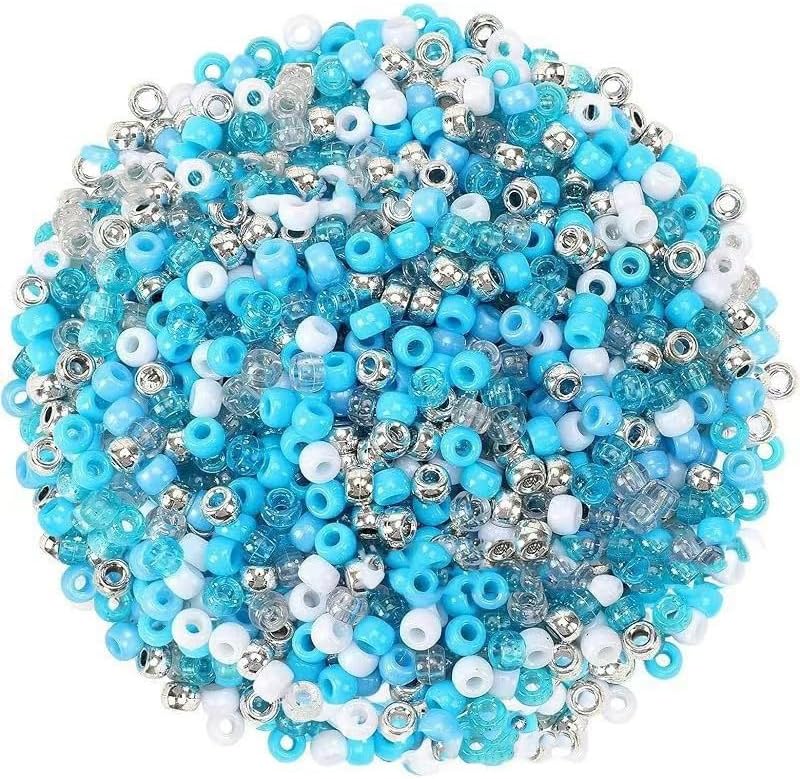Capstro 1000PCS Ice Blue Large Hole 6x9mm Acrylic Pony Beads for Jewelry Making, DIY Crafts, Bracelets, Necklaces, Hair Beads – Bulk Beading Kit for Kids & Adults - Image 1