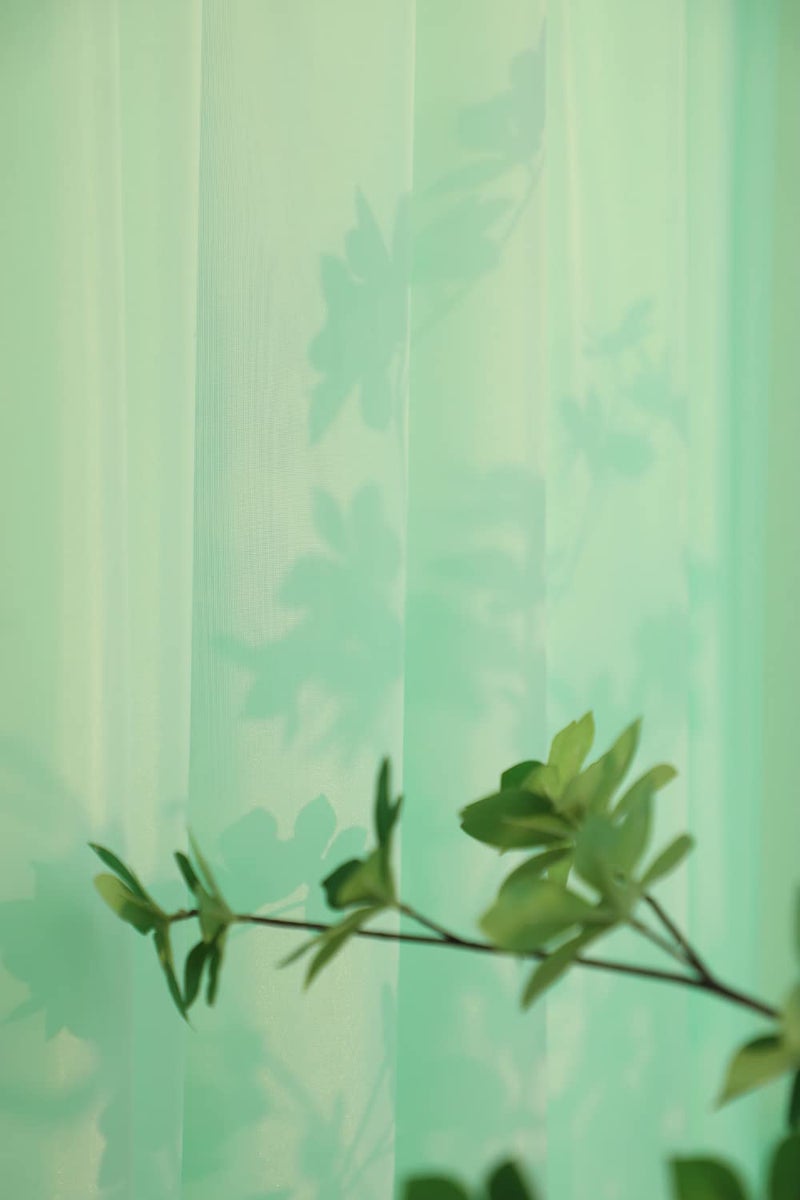 Mianbo Light Green Sheer Curtains 120 Inches Length 2 Panels Set Window Sheer Curtains Basic Rod Pocket For Bedroom Children Living Room Yard Kitchen - Image 3