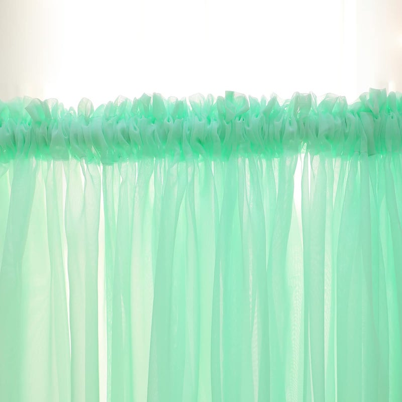 Mianbo Light Green Sheer Curtains 120 Inches Length 2 Panels Set Window Sheer Curtains Basic Rod Pocket For Bedroom Children Living Room Yard Kitchen - Image 5