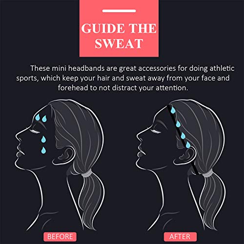 Bememo 4 Pieces Thick Non-Slip Elastic Sport Headbands Hair Headbands for Women and Men (Black) - Image 4