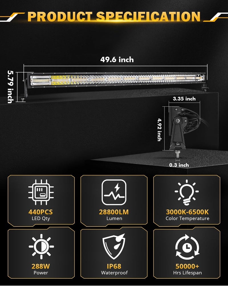Auxbeam 42-Inch Curved LED Light Bar with 6 Modes, Waterproof, 240W Off-Road Lights - Image 4