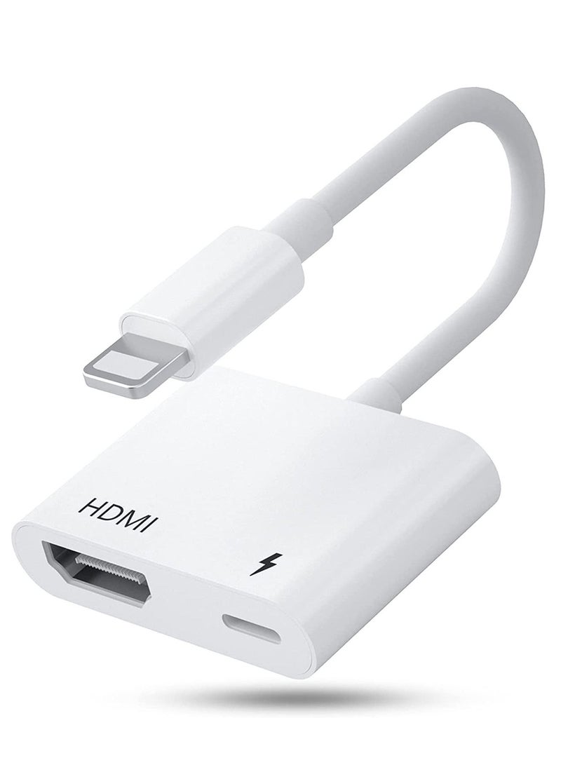 HDMI Adapter for iPhone,HDMI Sync Screen Converter, 1080P HDMI Digital AV Adapter with Charing Port,Compatible with iPhone 13/12/11/X/8/7/ iPad/ iPod to HD TV/Monitor/Projector. [No Need Power] - Image 1