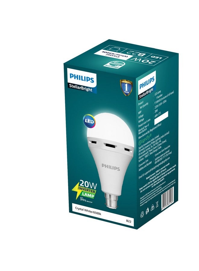 Philips مصباح فيليبس 20 واط للطوارئ | مصباح طوارئ قابل للشحن لانقطاع الكهرباء | احتياطي: حتى 3 ساعات، أبيض كريستالي، عبوة من 2، b22d، LED - Image 3