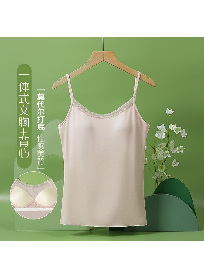 Red Bean Wirefree Bralette Camisole For Women - Modal Sleeveless Undershirt Ladies Tank Top - Image 2