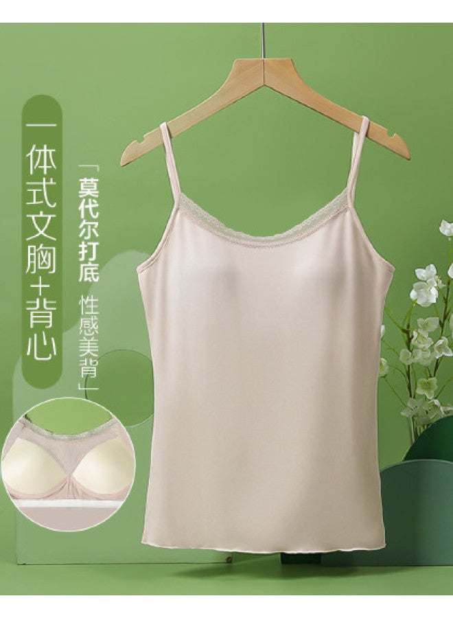 Red Bean Wirefree Bralette Camisole For Women - Modal Sleeveless Undershirt Ladies Tank Top - Image 1