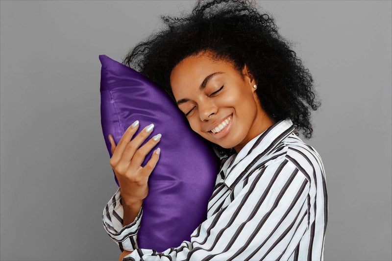 ShopBedding Luxury Satin Pillowcase for Hair - King Satin Pillowcase with Zipper  Grape (Pillowcase Set of 2) - Blissford - Image 5