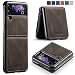 japezop Samsung Galaxy Z Flip 3 5G CaseGalaxy Z Flip 3 Leather Phone Case with Hard Shockproof Back Cover Slim Durable for Galaxy Z Flip 3 5G 2021 Coffee - Image 2