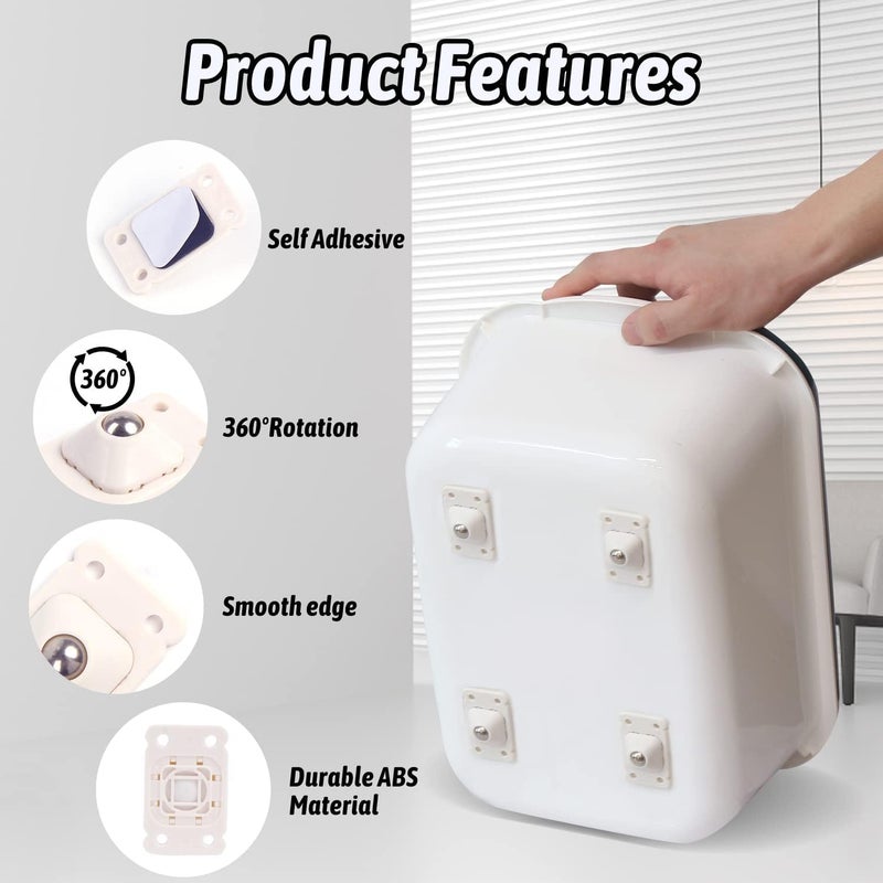 Boniry 8 Pcs Self Adhesive Mini Swivel Casters Wheels Universal Wheels at The Bottom of The Storage Box Swivel Caster Wheels 360 Degree Rotation Pulley for Furniture 8 Mini Casters Wheel - Image 5