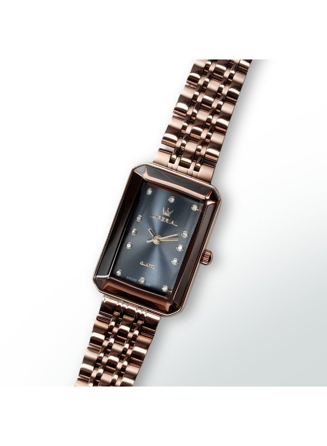 IMPERIAL Women's Rose Gold Stainless Steel Watch, Black Dial, Y121 Movement, Butterfly Clasp, 3ATM Watch for Women | IMP.GD6636L7668 - Image 2