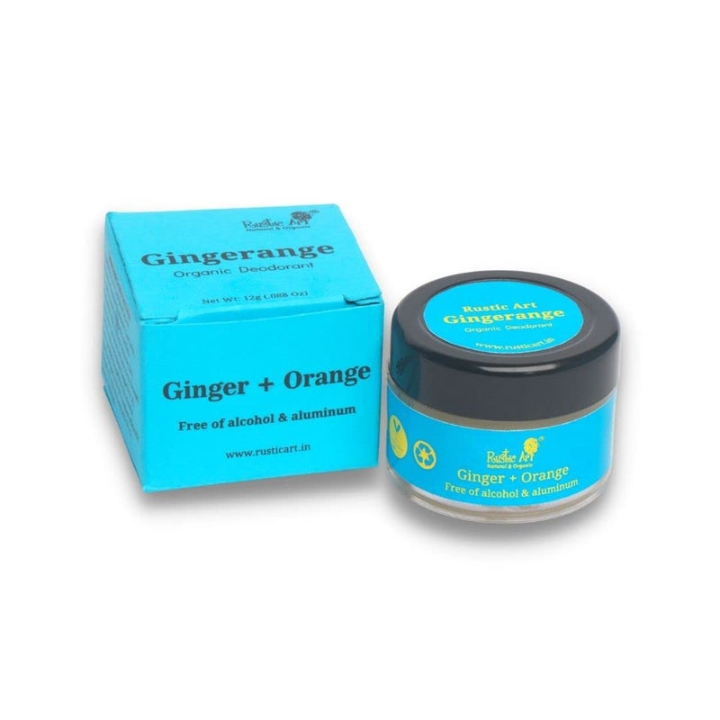 Rustic Art Rustic Art Organic Gingerange Deodorant with Vitamin E  Vegan Unisex  Free of Alcohol  Aluminium  Lasts Up To 12 hours  For Women  Men  12 g - Image 1