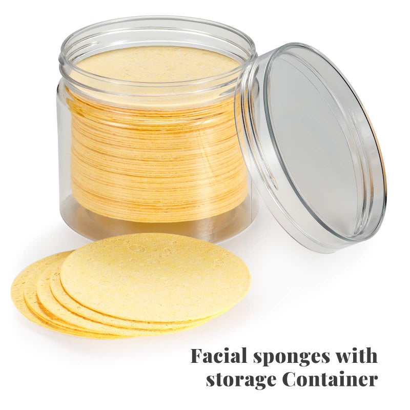 GAINWELL 50-Count Compressed Facial Sponges with Storage Container, for Facial Cleansing, Reusable Makeup Remover, Portable, Suitable for Travel, Yellow - Image 5