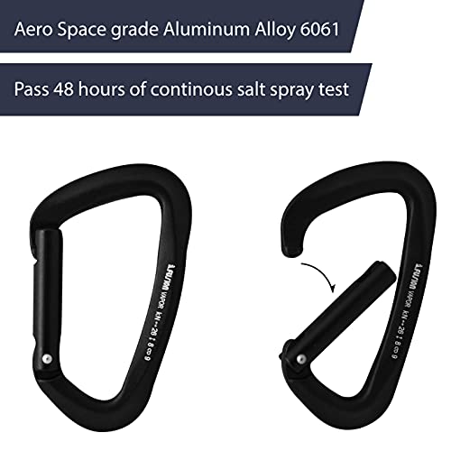 FUSION Climb Vapor III Military Tactical Matte Edition Aluminum Straight Gate Key Nose Modified D Carabiner Black, Hunting Carabiner (FP-8122-3ST-BLK) (Straight gate) - Image 3