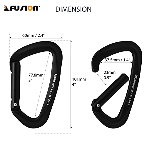 FUSION Climb Vapor III Military Tactical Matte Edition Aluminum Straight Gate Key Nose Modified D Carabiner Black, Hunting Carabiner (FP-8122-3ST-BLK) (Straight gate) - Image 2